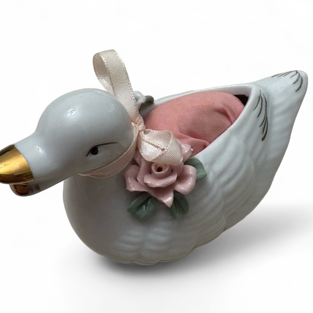 Vintage Nippon Porcelain Duck Pin Cushion Japan